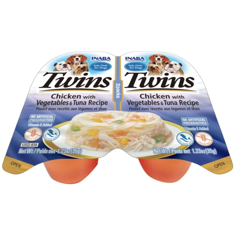 Inaba Twins Chicken With Vegetables And Tuna Recipe Side Dish For Dogs - 2 Count