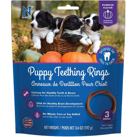 N-bone Puppy Teething Ring - Pumpkin Flavor - Puppy Teething Ring - 3.5" Diameter (3 Pack)