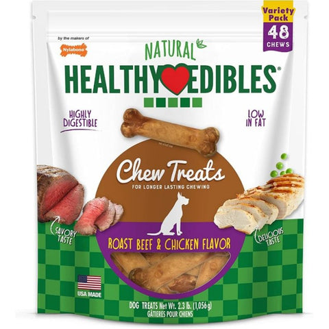 Nylabone Healthy Edibles Wholesome Dog Chews - Variety Pack - Petite (48 Count)