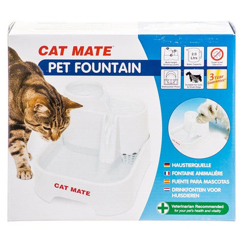 Cat Mate Pet Fountain - White - 10.5in.l X 6.8in.w X 8.8in.h (70 Ounces)