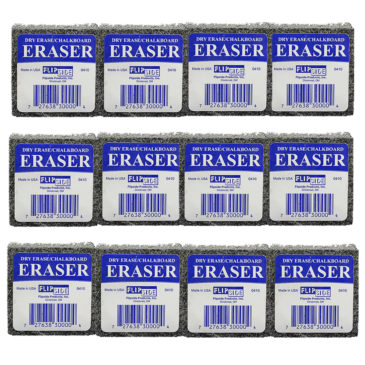 Student Eraser, 2" Width, 2" Length, Pack of 12