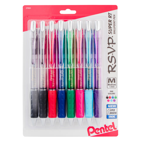 R.S.V.P.® Super RT Retractable Ballpoint Pen, Assorted, Pack of 8