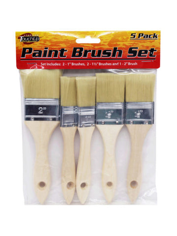 5 Pack Wood Handle Paint Brush Set (Available in a pack of 10)