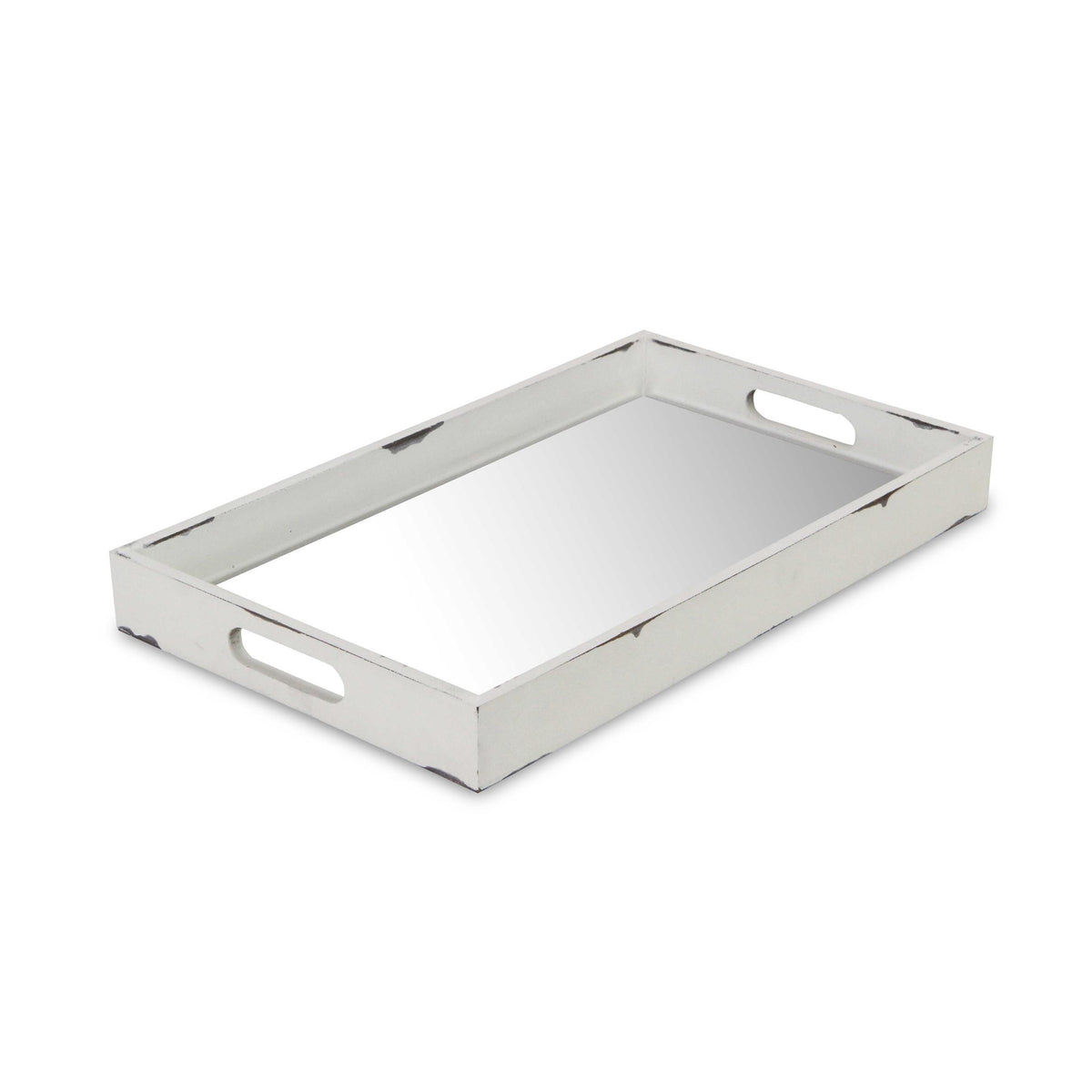 White Wooden Mirrored Serving Tray