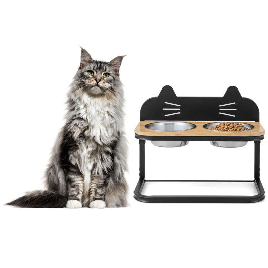 Elevated Pet Feeder with 2 Stainless Steel Bowls for Cats and Small & Medium Dogs