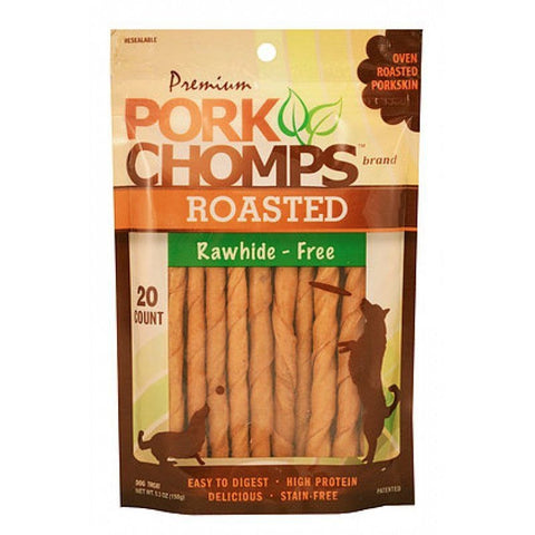 Pork Chomps Roasted Rawhide-free Porkskin Twists - Small - 20 Pack