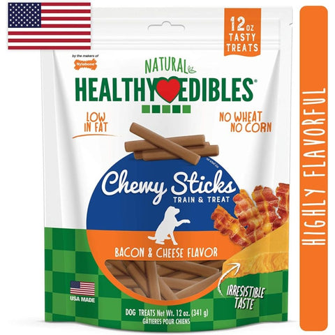 Nylabone Healthy Edibles Natural Chewy Sticks Bacon And Cheese Flavor - 12 Oz