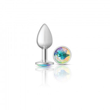 Cheeky Charms Round Clear Iridescent Silver Plug