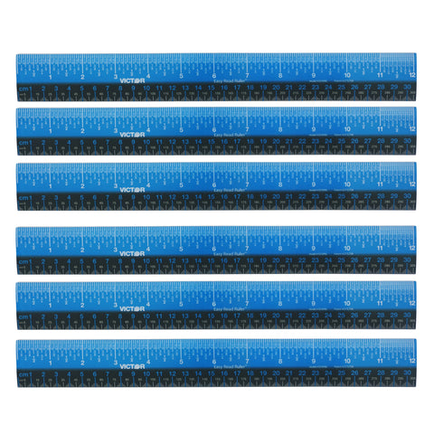 (6 Ea) 12in Ruler Plastic Blu Blk