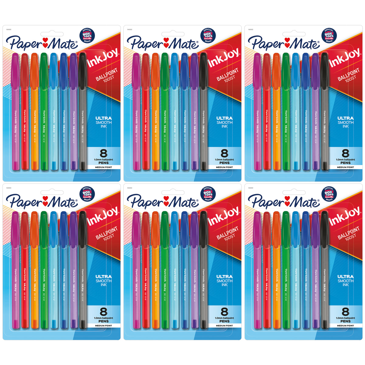 InkJoy 100ST Ballpoint Pens, Medium Point, Assorted Ink, 8 Per Pack, 6 Packs