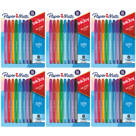 InkJoy 100ST Ballpoint Pens, Medium Point, Assorted Ink, 8 Per Pack, 6 Packs