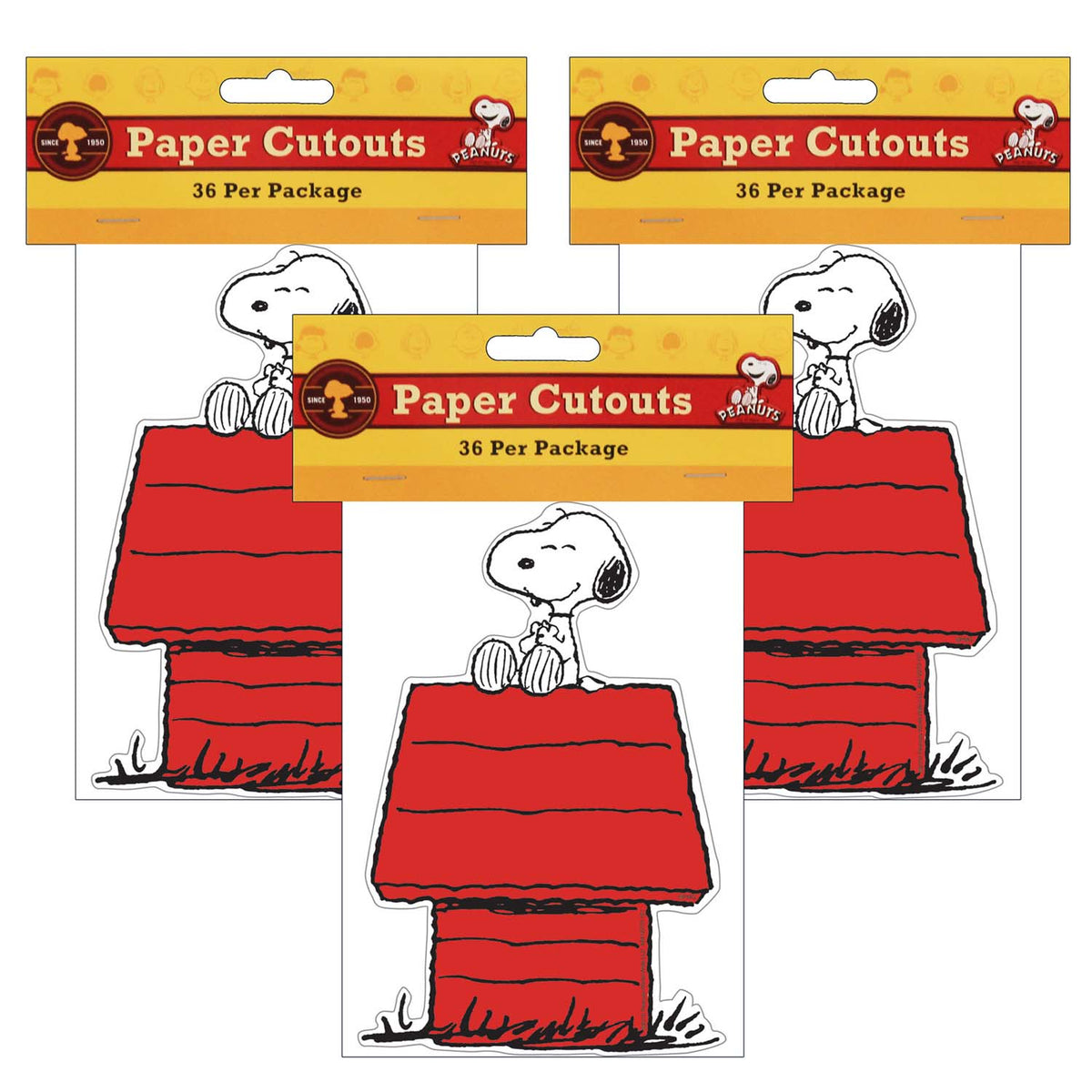 Snoopy® on Dog House Paper Cut Outs, 36 Per Pack, 3 Packs