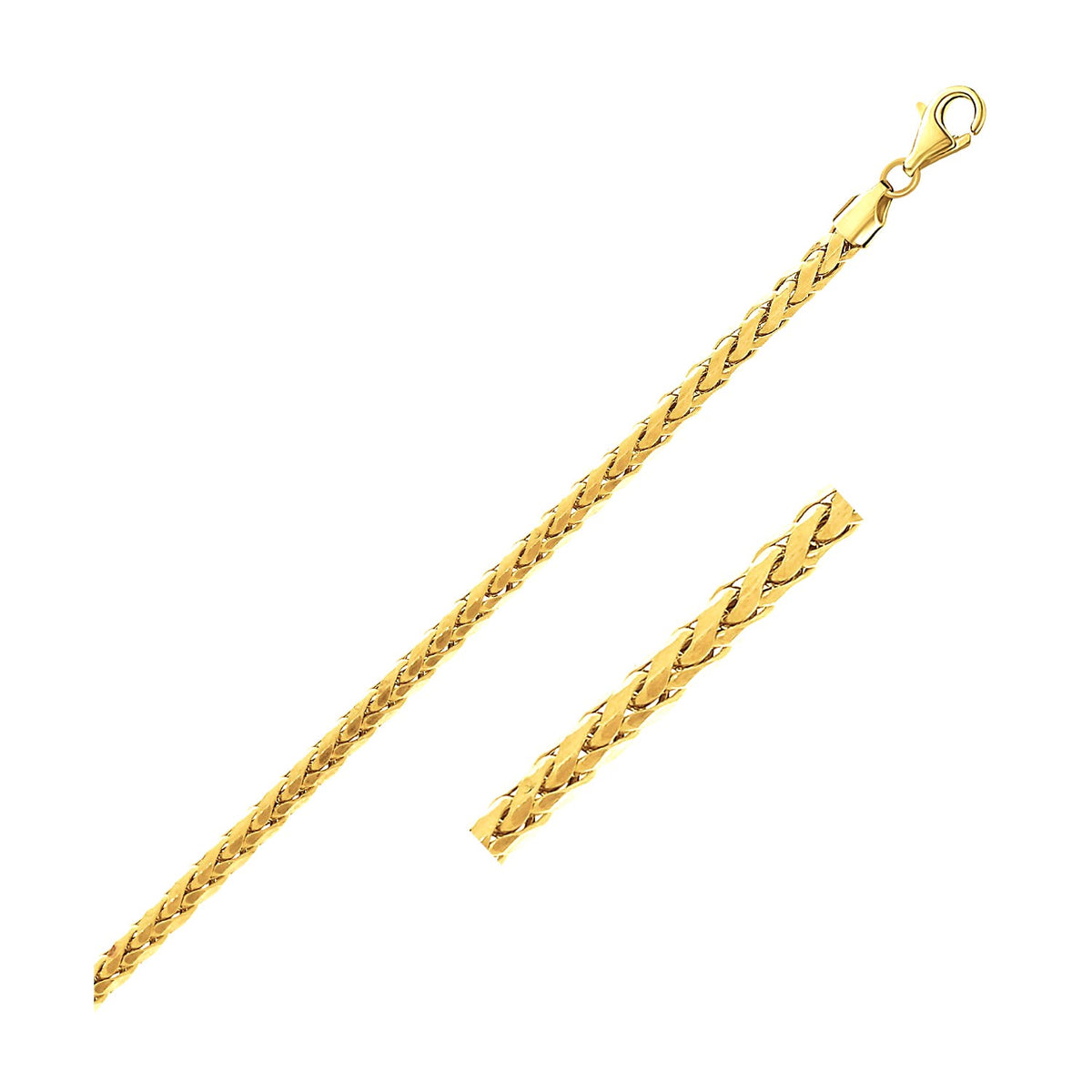 2.7mm 14k Yellow Gold Diamond Cut Round Franco Bracelet