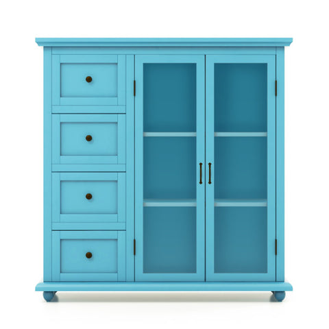 Buffet Sideboard Table Kitchen Storage Cabinet with Drawers and Doors-Blue