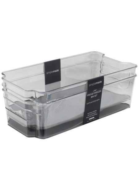 Simplemade 2 pack 6&quot; x 12.5&quot; clear fridge bin with blue grip (Available in a pack of 4)