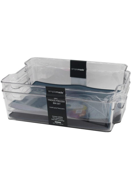 Simplemade 2 pack 8.25&quot; x 12.5&quot; clear fridge bin with blue g (Available in a pack of 2)