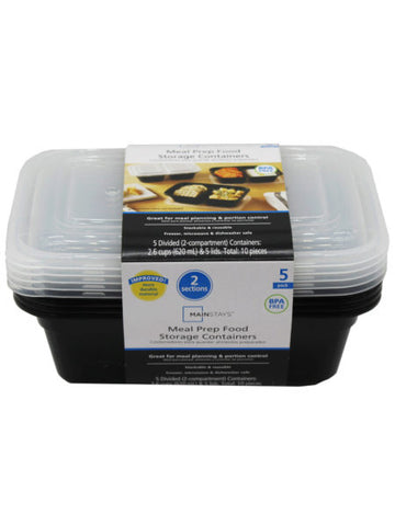 5 pack meal prep double-sided food containers with lids (Available in a pack of 8)