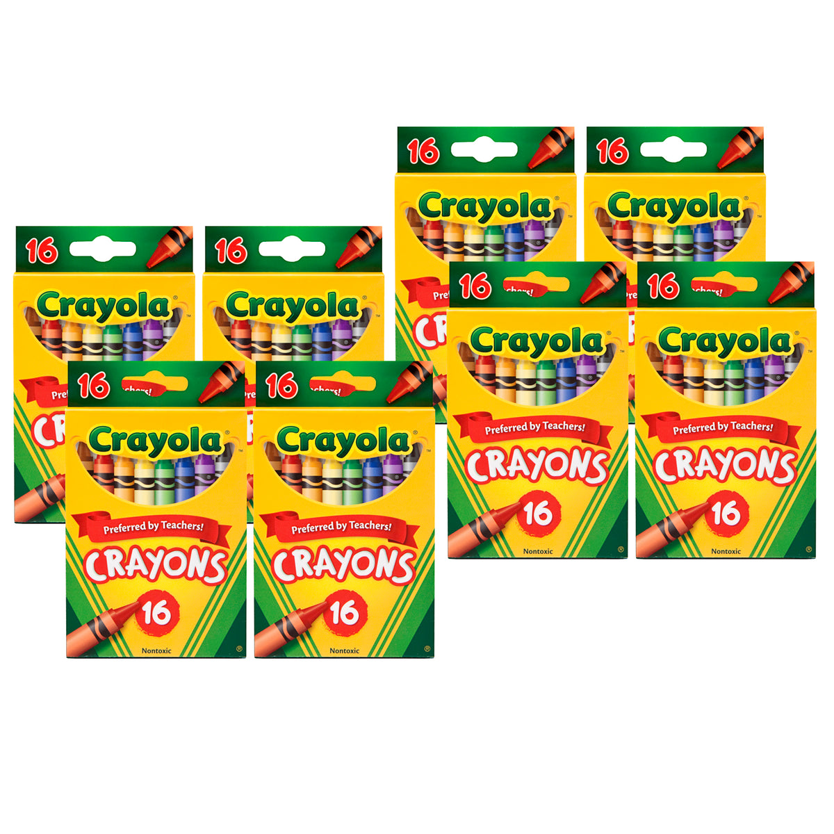 Crayons, Regular Size, 16 Per Box, 8 Boxes