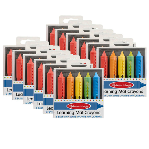 Learning Mat Crayons, 5 Assorted Colors Per Pack, 12 Packs