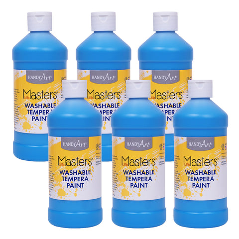 Little Masters® Washable Tempera Paint, Light Blue, 16 oz., Pack of 6