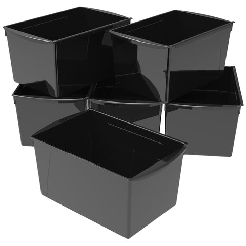 Wide Book Bin, Black, Set of 6