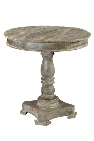 30" Gray Wash Rustic Solid Wood Round Bistro Dining Table