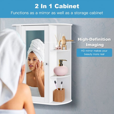 Bathroom Cabinet Single Door Shelves Wall Mount Cabinet