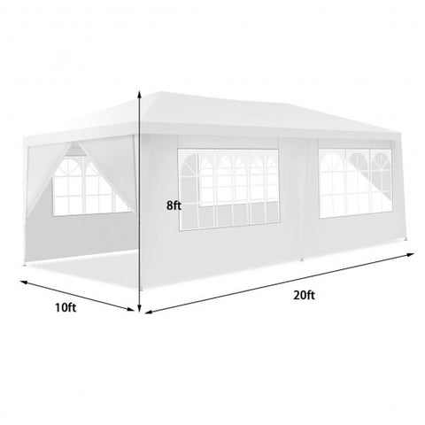 10 x 20 Feet 6 Sidewalls Canopy Tent with Carry Bag-White