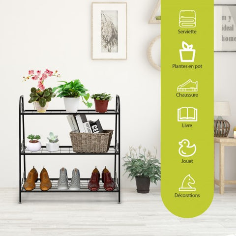 3-tier Metal Plant Stand Shelf Display Rack for Plants Shoes Flower Pot