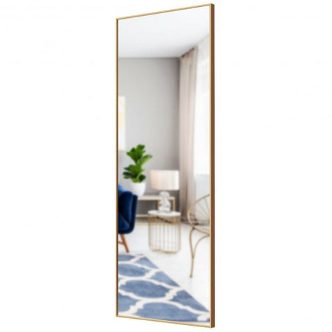 59''Full Length Mirror Large Rectangle Bedroom Mirror-Golden