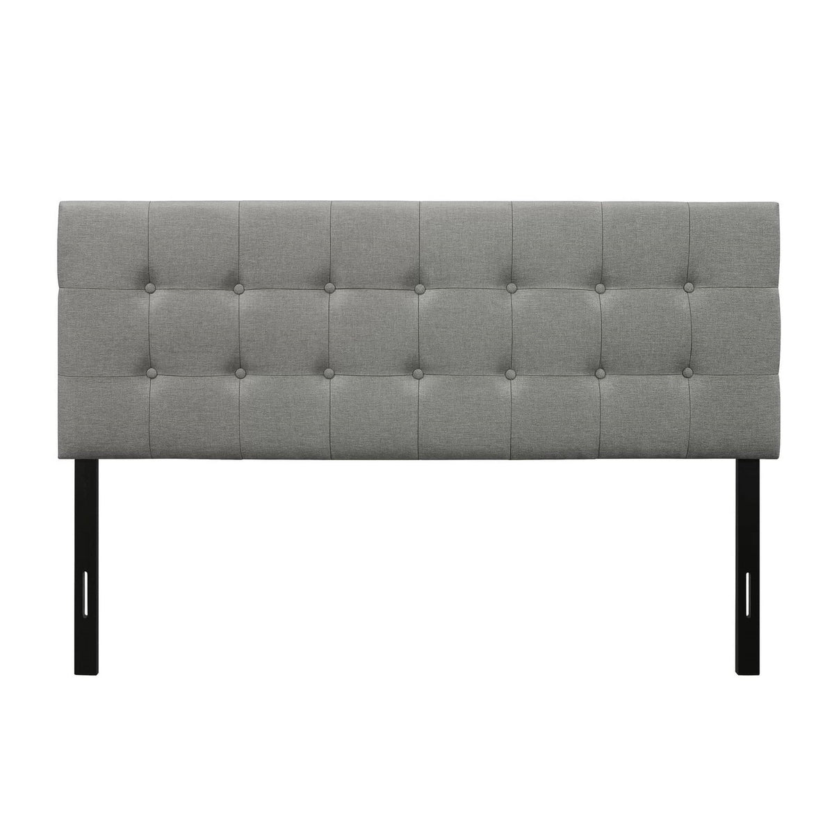 Full size Contemporary Button-Tufted Headboard in Grey Upholstered Fabric