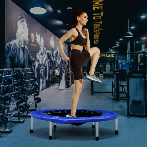 38 Inch Mini Folding Trampoline Portable Leisure Fitness Backboard-Blue