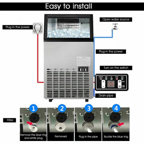 Portable Built-In Stainless Steel Commercial Ice Maker