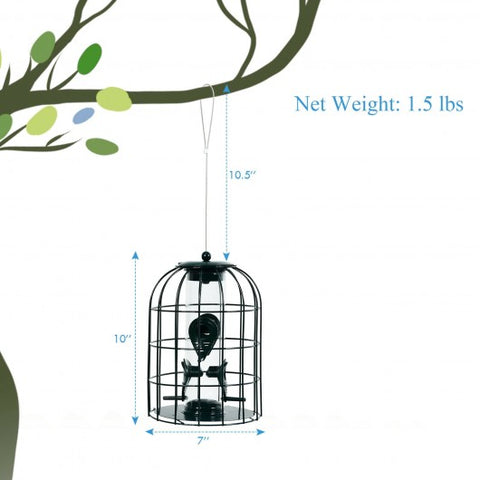 Squirrel-proof Caged Tube Wild Bird Feeder Outdoor Metal Seed Guard Deterrent