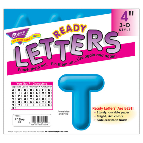 Blue 4" 3-D Uppercase Ready Letters®, 6 Packs