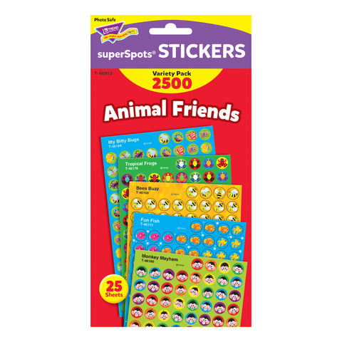 Animal Friends superSpots® Stickers Variety Pack, 2500 Per Pack, 3 Packs