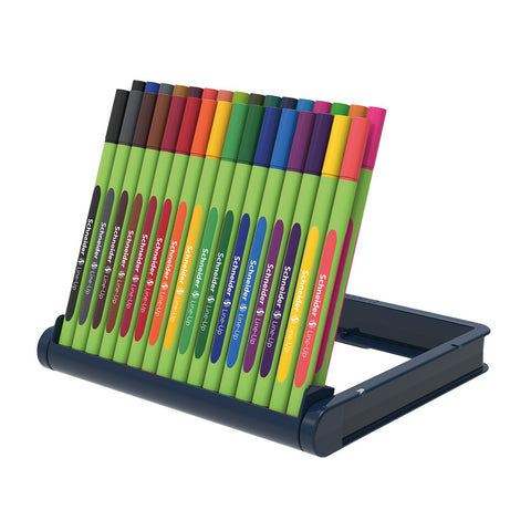 Line-Up Fineliner Pen, 0.4 mm, Adjustable Case Stand, 32 Assorted Ink Colors