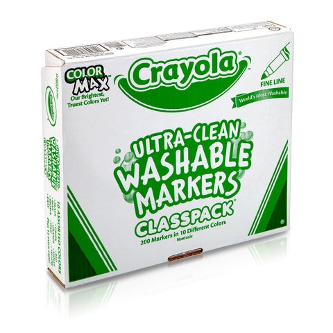 Ultra-Clean Washable Markers Classpack®, Fine Line, 10 Colors, Pack of 200