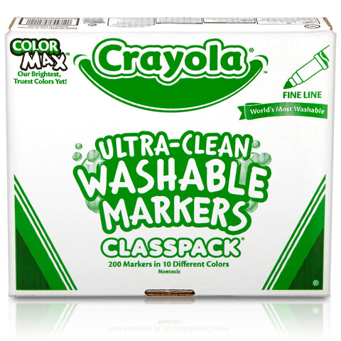 Ultra-Clean Washable Markers Classpack®, Fine Line, 10 Colors, Pack of 200