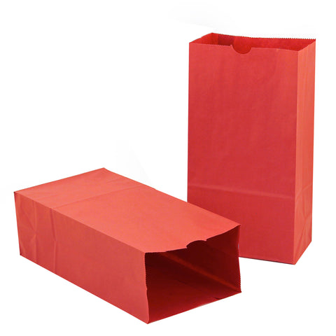 Gusseted Paper Bags, Size #6, Red, 50 Per Pack, 2 Packs