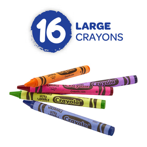 Large Ultra-Clean Washable Crayons, 16 Per Box, 6 Boxes