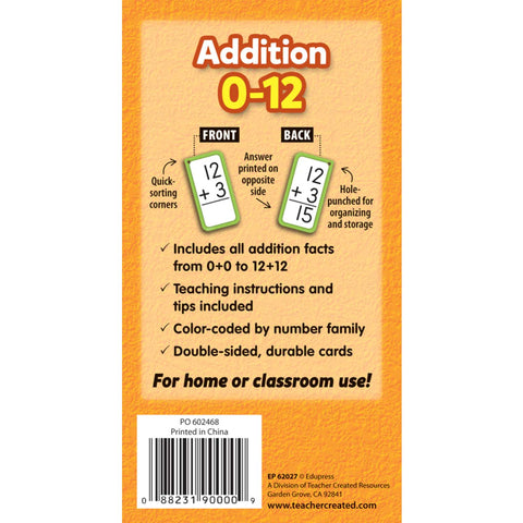 Addition Flash Cards - All Facts 0-12