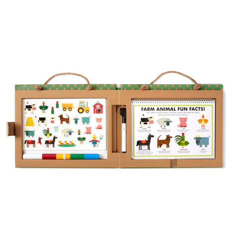 Natural Play: Play, Draw, Create Reusable Drawing & Magnet Kit - Farm