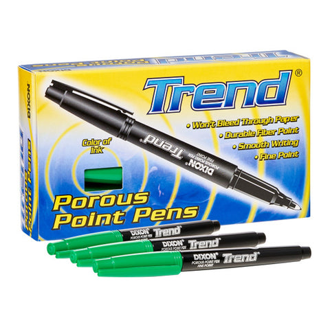 Trend Porous Point Pens, Green, 12 Per Pack, 2 Packs