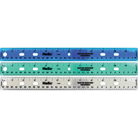 Shatter Resistant Ringbinder Ruler 12" / 30cm, Pack of 25