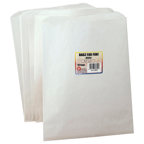 Pinch Bottom Paper Bags, 8.5" x 11", White, 50 Per Pack, 3 Packs