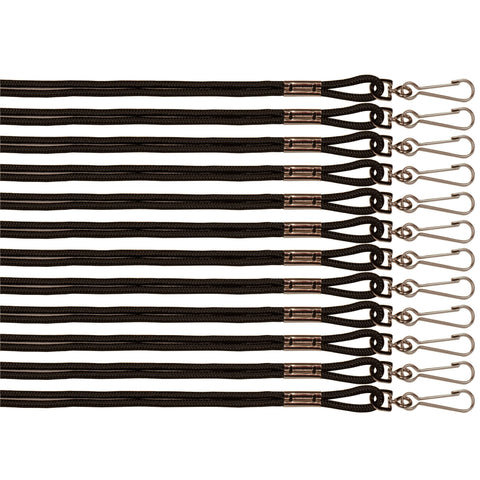 Lanyards, Black, Pack of 12 Per Pack, 3 Packs