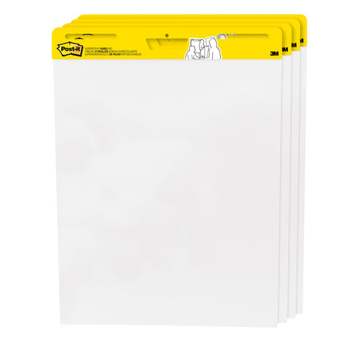 Easel Pad, 25" x 30", Self Stick Sheets, 30 Sheets/Pad, Pack of 4