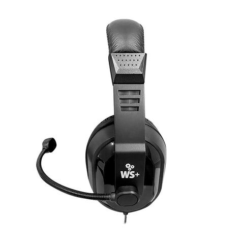 WorkSmart Plus Deluxe Headset - USB with Boom gooseneck microphone, padded headband Leatherette ear cushions