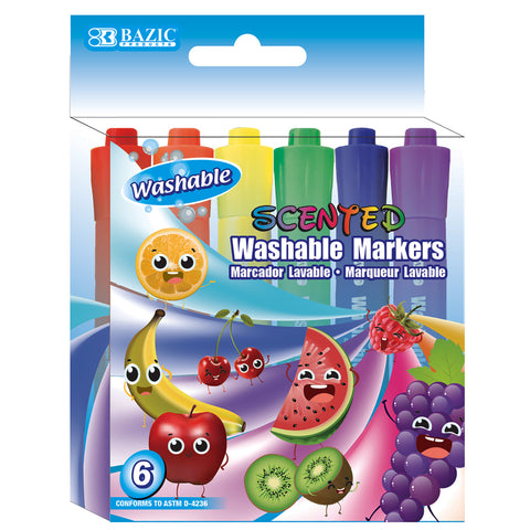 Washable Markers, Scented, 6 Per Pack, 12 Packs